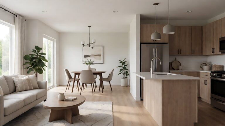 contractor reviewing a bathroom remodel quote with a homeowner at a kitchen table