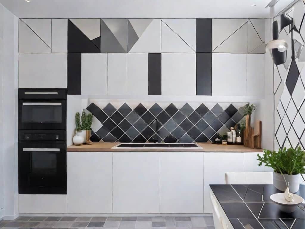 Dapur dengan Backsplash Geometris