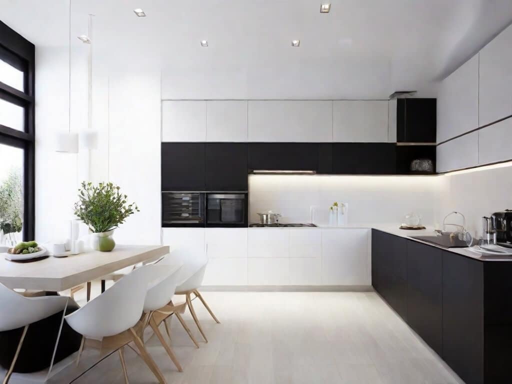 Dapur dengan Kabinet Tanpa Pegangan