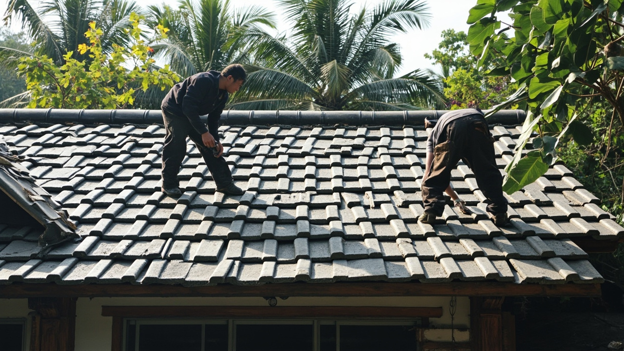 cara pasang genteng beton