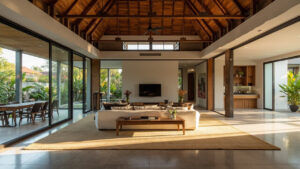 drop ceiling ruang tamu untuk rumah minimalis Indonesia