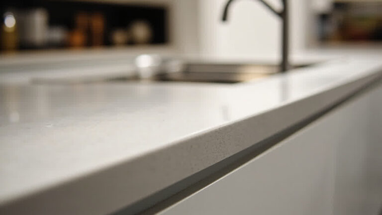 HPL tahan lembab pada kabinet dapur modern dengan area sink kering