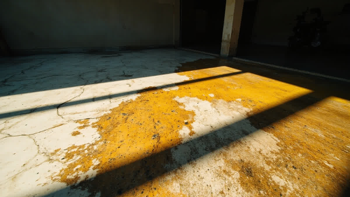Lantai epoxy garasi yang mengalami gelembung dan mengelupas