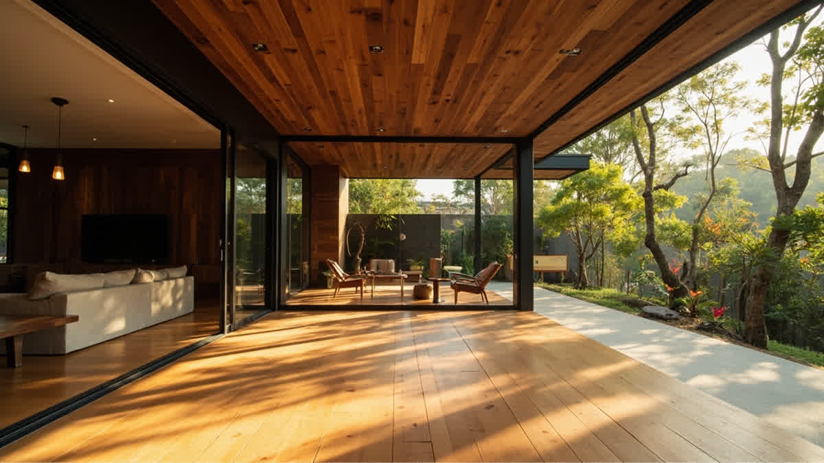Lantai kayu solid jati untuk ruang tamu rumah tropis Indonesia