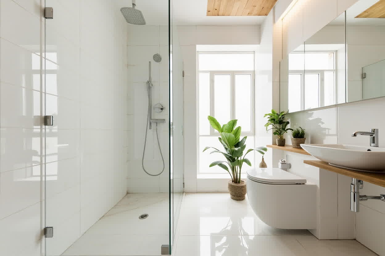 Renovasi kamar mandi modern dengan desain clean dan estetis