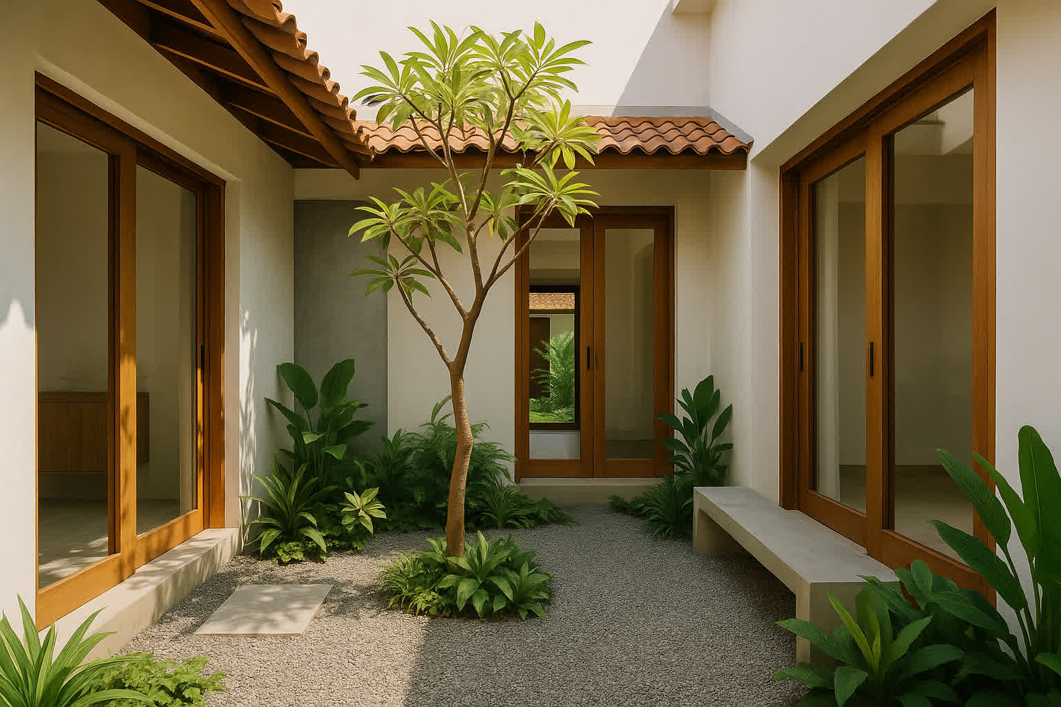 Taman dalam rumah minimalis tropis Indonesia